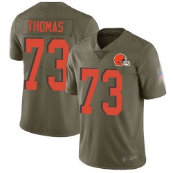 Limited Men's Joe Thomas Olive Jersey - #73 Football Cleveland Browns 2017 Salute to Service
