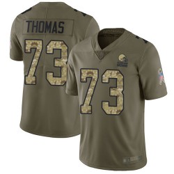 Limited Men's Joe Thomas Olive/Camo Jersey - #73 Football Cleveland Browns 2017 Salute to Service