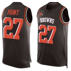 Limited Men's Kareem Hunt Brown Jersey - #27 Football Cleveland Browns Player Name & Number Tank Top