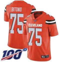 Limited Men's Joel Bitonio Orange Alternate Jersey - #75 Football Cleveland Browns 100th Season Vapor Untouchable