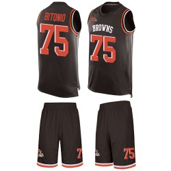 Limited Men's Joel Bitonio Brown Jersey - #75 Football Cleveland Browns Tank Top Suit
