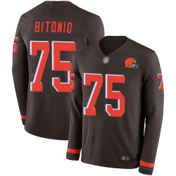 Limited Men's Joel Bitonio Brown Jersey - #75 Football Cleveland Browns Therma Long Sleeve