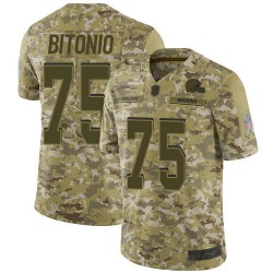 Limited Men's Joel Bitonio Camo Jersey - #75 Football Cleveland Browns 2018 Salute to Service