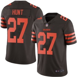 Limited Men's Kareem Hunt Brown Jersey - #27 Football Cleveland Browns Rush Vapor Untouchable