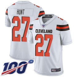 Limited Men's Kareem Hunt White Road Jersey - #27 Football Cleveland Browns 100th Season Vapor Untouchable