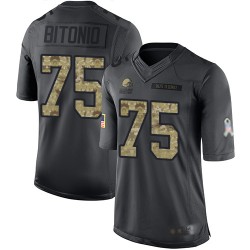 Limited Men's Joel Bitonio Black Jersey - #75 Football Cleveland Browns 2016 Salute to Service