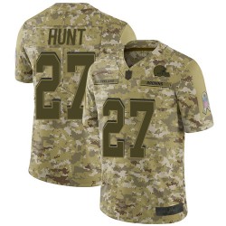 Limited Men's Kareem Hunt Camo Jersey - #27 Football Cleveland Browns 2018 Salute to Service