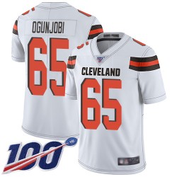 Limited Men's Larry Ogunjobi White Road Jersey - #65 Football Cleveland Browns 100th Season Vapor Untouchable