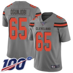 Limited Men's Larry Ogunjobi Gray Jersey - #65 Football Cleveland Browns 100th Season Inverted Legend