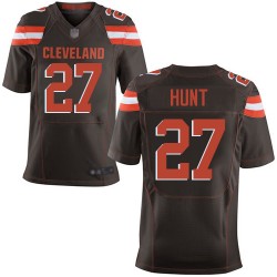 Elite Men's Kareem Hunt Brown Home Jersey - #27 Football Cleveland Browns