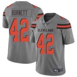 Limited Men's Morgan Burnett Gray Jersey - #42 Football Cleveland Browns Inverted Legend