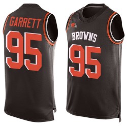 Limited Men's Myles Garrett Brown Jersey - #95 Football Cleveland Browns Player Name & Number Tank Top