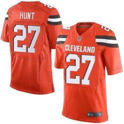 Elite Men's Kareem Hunt Orange Alternate Jersey - #27 Football Cleveland Browns
