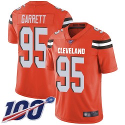 Limited Men's Myles Garrett Orange Alternate Jersey - #95 Football Cleveland Browns 100th Season Vapor Untouchable