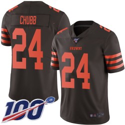 Limited Men's Nick Chubb Brown Jersey - #24 Football Cleveland Browns 100th Season Rush Vapor Untouchable