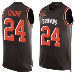 Limited Men's Nick Chubb Brown Jersey - #24 Football Cleveland Browns Player Name & Number Tank Top
