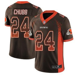 Limited Men's Nick Chubb Brown Jersey - #24 Football Cleveland Browns Rush Drift Fashion