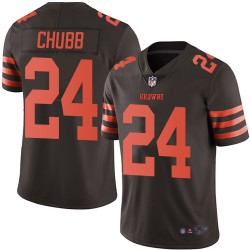 Limited Men's Nick Chubb Brown Jersey - #24 Football Cleveland Browns Rush Vapor Untouchable