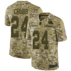 Limited Men's Nick Chubb Camo Jersey - #24 Football Cleveland Browns 2018 Salute to Service