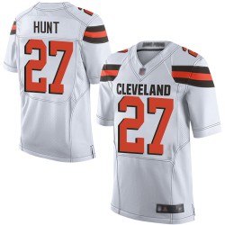 Elite Men's Kareem Hunt White Road Jersey - #27 Football Cleveland Browns