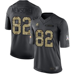 Limited Men's Ozzie Newsome Black Jersey - #82 Football Cleveland Browns 2016 Salute to Service