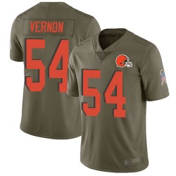 Limited Men's Olivier Vernon Olive Jersey - #54 Football Cleveland Browns 2017 Salute to Service