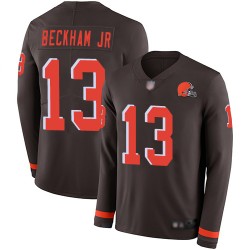 Limited Men's Odell Beckham Jr. Brown Jersey - #13 Football Cleveland Browns Therma Long Sleeve