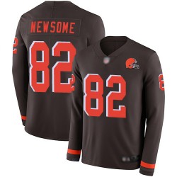 Limited Men's Ozzie Newsome Brown Jersey - #82 Football Cleveland Browns Therma Long Sleeve