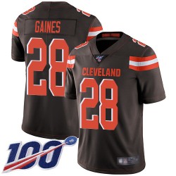 Limited Men's Phillip Gaines Brown Home Jersey - #28 Football Cleveland Browns 100th Season Vapor Untouchable