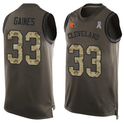 Limited Men's Phillip Gaines Green Jersey - #28 Football Cleveland Browns Salute to Service Tank Top