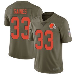 Limited Men's Phillip Gaines Olive Jersey - #28 Football Cleveland Browns 2017 Salute to Service