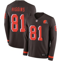 Limited Men's Rashard Higgins Brown Jersey - #81 Football Cleveland Browns Therma Long Sleeve