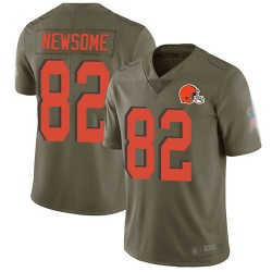 Limited Men's Ozzie Newsome Olive Jersey - #82 Football Cleveland Browns 2017 Salute to Service