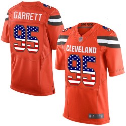 Elite Men's Myles Garrett Orange Alternate Jersey - #95 Football Cleveland Browns USA Flag Fashion