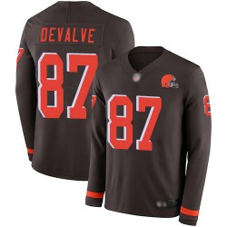 Limited Men's Seth DeValve Brown Jersey - #87 Football Cleveland Browns Therma Long Sleeve