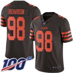 Limited Men's Sheldon Richardson Brown Jersey - #98 Football Cleveland Browns 100th Season Rush Vapor Untouchable