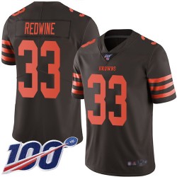 Limited Men's Sheldrick Redwine Brown Jersey - #33 Football Cleveland Browns 100th Season Rush Vapor Untouchable