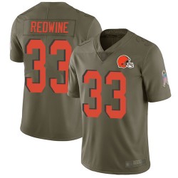 Limited Men's Sheldrick Redwine Olive Jersey - #33 Football Cleveland Browns 2017 Salute to Service