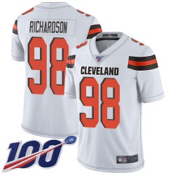 Limited Men's Sheldon Richardson White Road Jersey - #98 Football Cleveland Browns 100th Season Vapor Untouchable