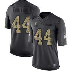 Limited Men's Sione Takitaki Black Jersey - #44 Football Cleveland Browns 2016 Salute to Service