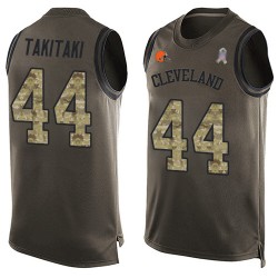 Limited Men's Sione Takitaki Green Jersey - #44 Football Cleveland Browns Salute to Service Tank Top