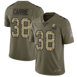 Limited Men's T. J. Carrie Olive/Camo Jersey - #38 Football Cleveland Browns 2017 Salute to Service