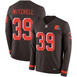 Limited Men's Terrance Mitchell Brown Jersey - #39 Football Cleveland Browns Therma Long Sleeve