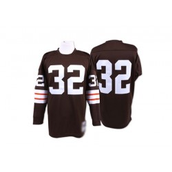 Authentic Men's Jim Brown Brown Home Jersey - #32 Football Cleveland Browns Throwback