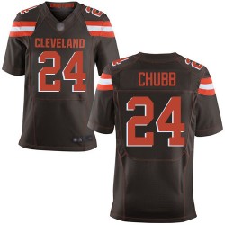 Elite Men's Nick Chubb Brown Home Jersey - #24 Football Cleveland Browns
