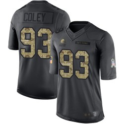 Limited Men's Trevon Coley Black Jersey - #93 Football Cleveland Browns 2016 Salute to Service