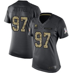 Limited Women's Anthony Zettel Black Jersey - #97 Football Cleveland Browns 2016 Salute to Service