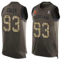 Limited Men's Trevon Coley Green Jersey - #93 Football Cleveland Browns Salute to Service Tank Top