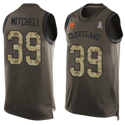 Limited Men's Terrance Mitchell Green Jersey - #39 Football Cleveland Browns Salute to Service Tank Top