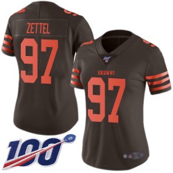 Limited Women's Anthony Zettel Brown Jersey - #97 Football Cleveland Browns 100th Season Rush Vapor Untouchable